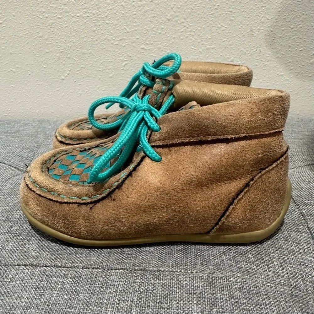 Twister Cassidy Kids Brown and Turquoise Moccasin Boots